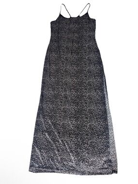 Soft Wear Velvet Spaghettu Strap Maxi Dress Cheetah Leopard Print M/L